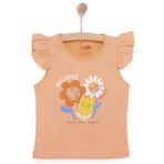 HelloBaby Basic Kız Gülen Çiçek Baskılı Atlet T-shirt Bebek - Pudra