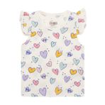 HelloBaby Basic Kız Kalp Desenli Atlet T-shirt Bebek - Ekru