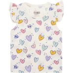 Hellobaby Basic Kız Kalp Desenli Atlet T-Shirt Kız Bebek - Ekru - 2 Yaş