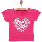 Hellobaby Basic Kız Kalp Papatya Baskılı T-Shirt Kız Bebek - Pembe - 6 Ay