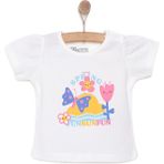 HelloBaby Basic Kız Kelebek Baskılı T-Shirt Kız Bebek - Ekru - 6 Ay