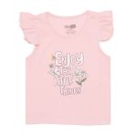 HelloBaby Basic Kız Kelebek ve Papatya Baskılı Atlet T-shirt Bebek - Pembe
