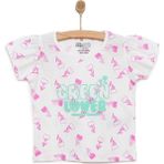 HelloBaby Basic Kız Lale Desenli T-Shirt Kız Bebek - Ekru - 1 Yaş