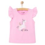 HelloBaby Basic Kız Melek Unicorn Baskılı Atlet T-shirt Bebek - Pembe