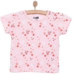 HelloBaby Basic Kız Meyve Yiyen Kedi Desenli T-Shirt Kız Bebek - Pembe - 1 Yaş