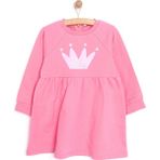 HelloBaby Basic Kız Örme Önü Fırfırlı Elbise Kız Bebek - 2 Yaş - Pembe