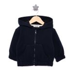 HelloBaby Basic Şardonlu Üç İplik Kapüşonlu Hırka Erkek Bebek - Lacivert