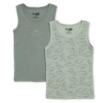 HelloBaby Erkek Bebek 2li Atlet Hayvan Baskılı Bisiklet Yaka Sleeveless - Yeşil