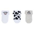 HelloBaby Erkek Bebek 3lü Kıvrık Çorap Hayvan Baskılı - Gri