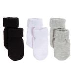 HelloBaby Erkek Bebek 3lü Kıvrık Çorap - Siyah
