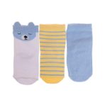 HelloBaby Erkek Bebek 3lü Soket Çorap Çiçek Baskılı - Sarı