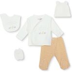 Hellobaby Erkek Bebek 5li Hastane Çıkışı Ayı Baskılı Çıtçıtlı Zarf Yaka Uzun Kol Patikli - Yenidoğan - Ekru
