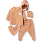 Hellobaby Erkek Bebek 5li Hastane Çıkışı Hayvan Baskılı Çıtçıtlı Bisiklet Yaka Uzun Kol Patikli - Yenidoğan - Kahverengi