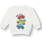 Hellobaby Erkek Bebek Basic Sweatshirt Şardonlu Bisiklet Yaka Uzun Kol - Ekru - 9 Ay