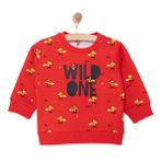 HelloBaby Erkek Bebek Basic Sweatshirt Wild One Tilki Desenli Çıtçıtlı Bisiklet Yaka Uzun Kol Karışık Renkli -