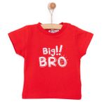 HelloBaby Erkek Bebek Basic Tişört Big Bro Desenli Bisiklet Yaka Kısa Kol Kırmızı -