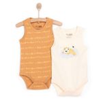 HelloBaby Erkek Bebek Body 2li Atlet Kol Bej -