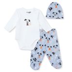 HelloBaby Erkek Bebek Body-Alt-Şapka Hayvan Baskılı Çıtçıtlı Bisiklet Yaka Uzun Kol Patikli - Açık Gri