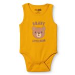 HelloBaby Erkek Bebek Body Ayı Baskılı Çıtçıtlı Bisiklet Yaka Atlet - Hardal