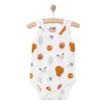 HelloBaby Erkek Bebek Body Hayvan Desenli Bisiklet Yaka Atlet Kol Ekru -