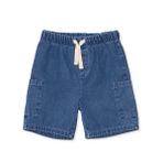 HelloBaby Erkek Bebek Denim Şort Bağcıklı Reçme - Açık Mavi