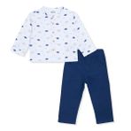 HelloBaby Erkek Bebek Dinozor Baskılı Düğmeli Gömlek Yaka Long Sleeve Reçme - Beyaz
