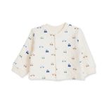 HelloBaby Erkek Bebek Kapitone Hırka Araba Baskılı Çıtçıtlı Bisiklet Yaka Long Sleeve - Ekru