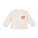 HelloBaby Erkek Bebek Kapitone Hırka Hayvan Baskılı Çıtçıtlı Bisiklet Yaka Long Sleeve - Ekru