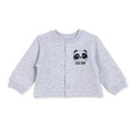 HelloBaby Erkek Bebek Kapitone Hırka Hayvan Baskılı Çıtçıtlı Bisiklet Yaka Long Sleeve - Gri Melanj