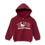 HelloBaby Erkek Bebek Kapüşonlu Sweatshirt Dinozor Baskılı Uzun Kol - Bordo