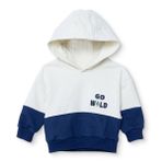 HelloBaby Erkek Bebek Kapüşonlu Sweatshirt Slogan Baskılı Uzun Kol - Ekru