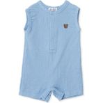 Hellobaby Erkek Bebek Kısa Tulum Çıtçıtlı Bisiklet Yaka Atlet Reçme - Mavi - 3 - 6 Ay