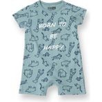 Hellobaby Erkek Bebek Kısa Tulum Hayvan Baskılı Çıtçıtlı Bisiklet Yaka Kısa Kol Reçme - Açık Mavi - 2 - 3 Yaş