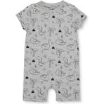 Hellobaby Erkek Bebek Kısa Tulum Hayvan Baskılı Çıtçıtlı Bisiklet Yaka Kısa Kol Reçme - Gri Melanj - 2 - 3 Yaş