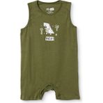 Hellobaby Erkek Bebek Kısa Tulum Hayvan Baskılı Çıtçıtlı Bisiklet Yaka Kısa Kol Reçme - Yeşil - 2 - 3 Yaş