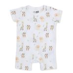 HelloBaby Erkek Bebek Kısa Tulum Hayvan Baskılı Çıtçıtlı Bisiklet Yaka Short Sleeve Ribanalı - Kahverengi