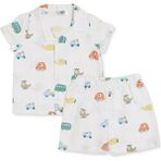 Hellobaby Erkek Bebek Pijama Takımı Araba Baskılı Düğmeli Bebe Yaka Uzun Kol Reçme - Ekru - 3 - 4 Yaş