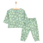 HelloBaby Erkek Bebek Pijama Takımı Çıtçıtlı Bisiklet Yaka Uzun Kol Reçme - Koyu Yeşil