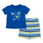 HelloBaby Erkek Bebek Pijama Takımı Hayvan Baskılı Bisiklet Yaka Short Sleeve Reçme - Mavi