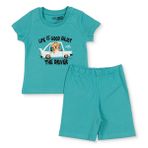 HelloBaby Erkek Bebek Pijama Takımı Taşıtlar Baskılı Çıtçıtlı Bisiklet Yaka Kısa Kol Reçme - Mavi