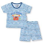 HelloBaby Erkek Bebek Pijama Takımı Taşıtlar Baskılı Çıtçıtlı Bisiklet Yaka Short Sleeve Reçme - Ekru