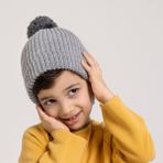 HelloBaby Erkek Bebek Ponponlu Bere Triko Gri -
