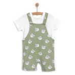HelloBaby Erkek Bebek Salopet-Tişört Bisiklet Yaka Kısa Kol Reçme - Beyaz