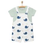 HelloBaby Erkek Bebek Salopet-Tişört Bisiklet Yaka Kısa Kol Reçme - Mint