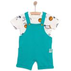 HelloBaby Erkek Bebek Salopet-Tişört Bisiklet Yaka Uzun Kol Reçme - Yeşil