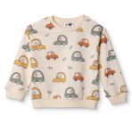 HelloBaby Erkek Bebek Sweatshirt Araba Baskılı Bisiklet Yaka Uzun Kol - Ekru