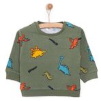 HelloBaby Erkek Bebek Sweatshirt Dinozor Desenli Çıtçıtlı Bisiklet Yaka Uzun Kol Karışık Renkli -