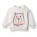 HelloBaby Erkek Bebek Sweatshirt Hayvan Baskılı Bisiklet Yaka Uzun Kol - Ekru