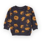 HelloBaby Erkek Bebek Sweatshirt Hayvan Baskılı Bisiklet Yaka Uzun Kol - Gri