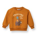 HelloBaby Erkek Bebek Sweatshirt Hayvan Baskılı Bisiklet Yaka Uzun Kol - Kahverengi